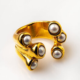Gold Plated Ring With Mallorca Pearls
