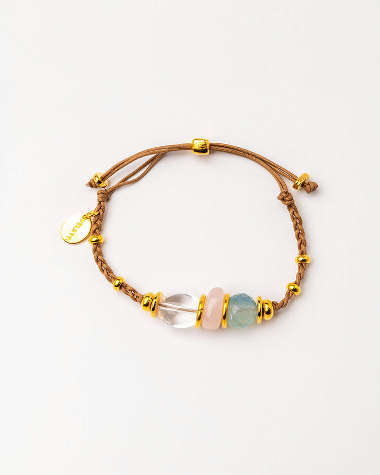 Hand Braded Gold Plated Bracelet With Quartz