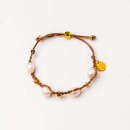 24k Gold Plated Hand Braided Pearl Bracelet