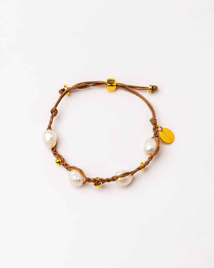 24k Gold Plated Hand Braided Pearl Bracelet