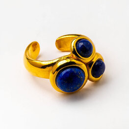 24k Gold Plated Adjustable  Ring with Natural Stones
