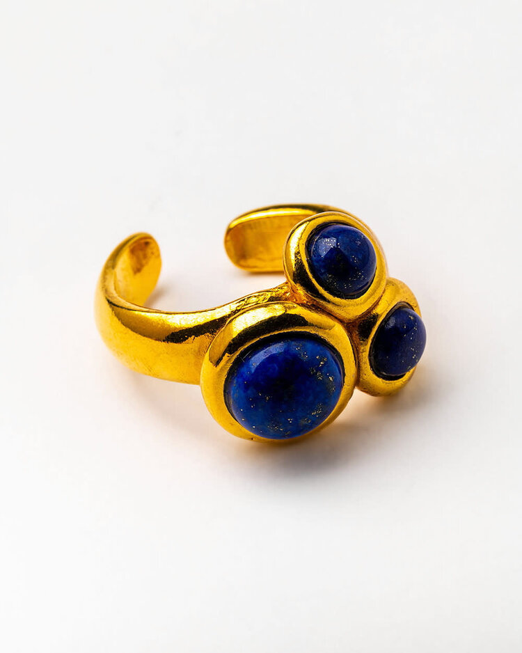 24k Gold Plated Adjustable  Ring with Natural Stones