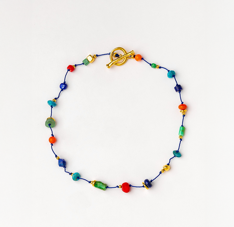 Blue Cord Short Necklace