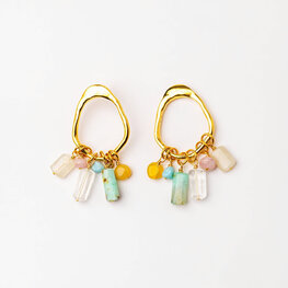 24k Gold Plated Earring with Quartz