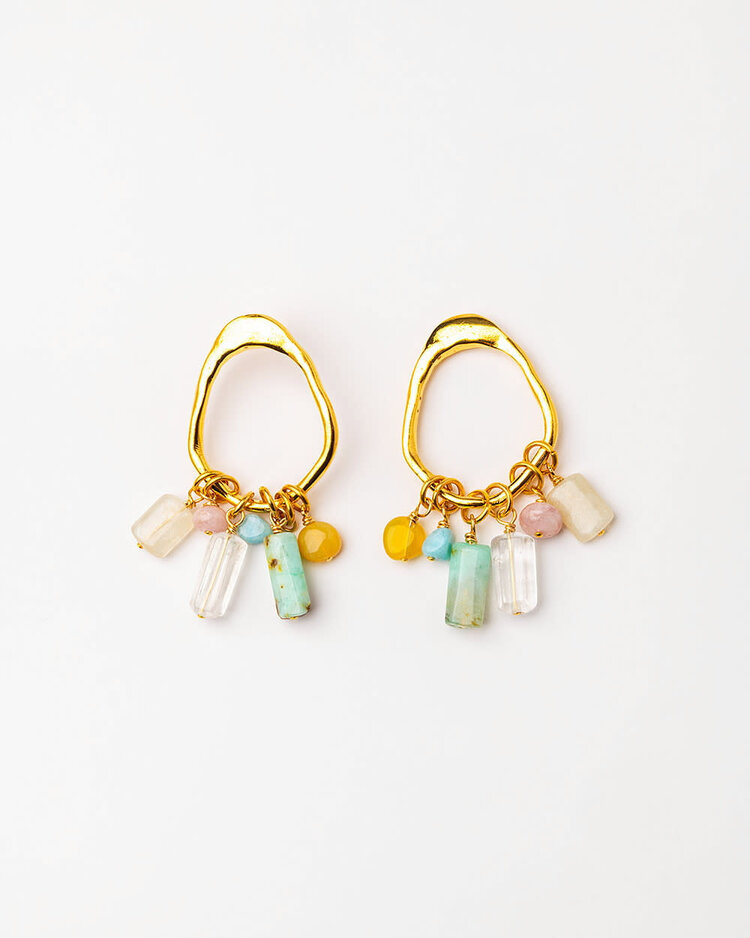 24k Gold Plated Earring with Quartz