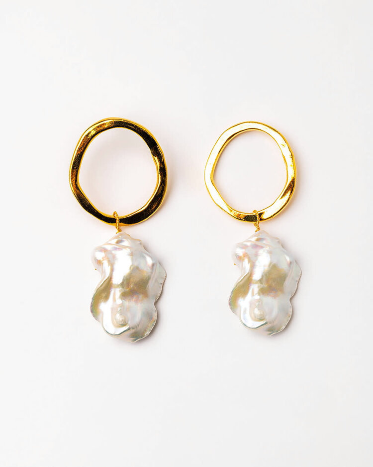 24k Gold Plated Earrings With Pearls