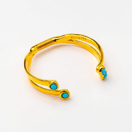 24k Gold Plated Spring  Howlite Bangle
