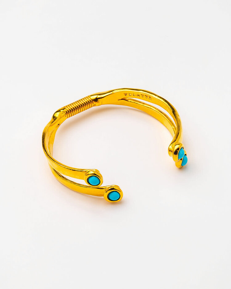 24k Gold Plated Spring  Howlite Bangle