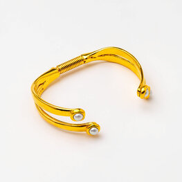 24k Gold Plated Spring  Pearl Bangle