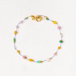 Floating Chocker Necklace With Quartz Purple Cord