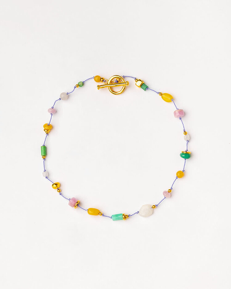 Floating Chocker Necklace With Quartz Purple Cord