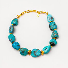 Gold plated 24k Blue opal  Necklace