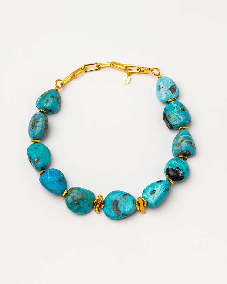 Gold plated 24k Blue opal  Necklace