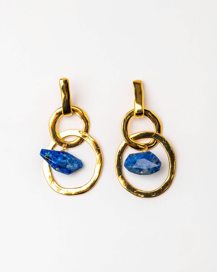 24k Gold Plated Earrings With Lapis