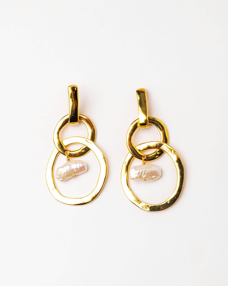 24k Gold Plated Earrings With Pearls