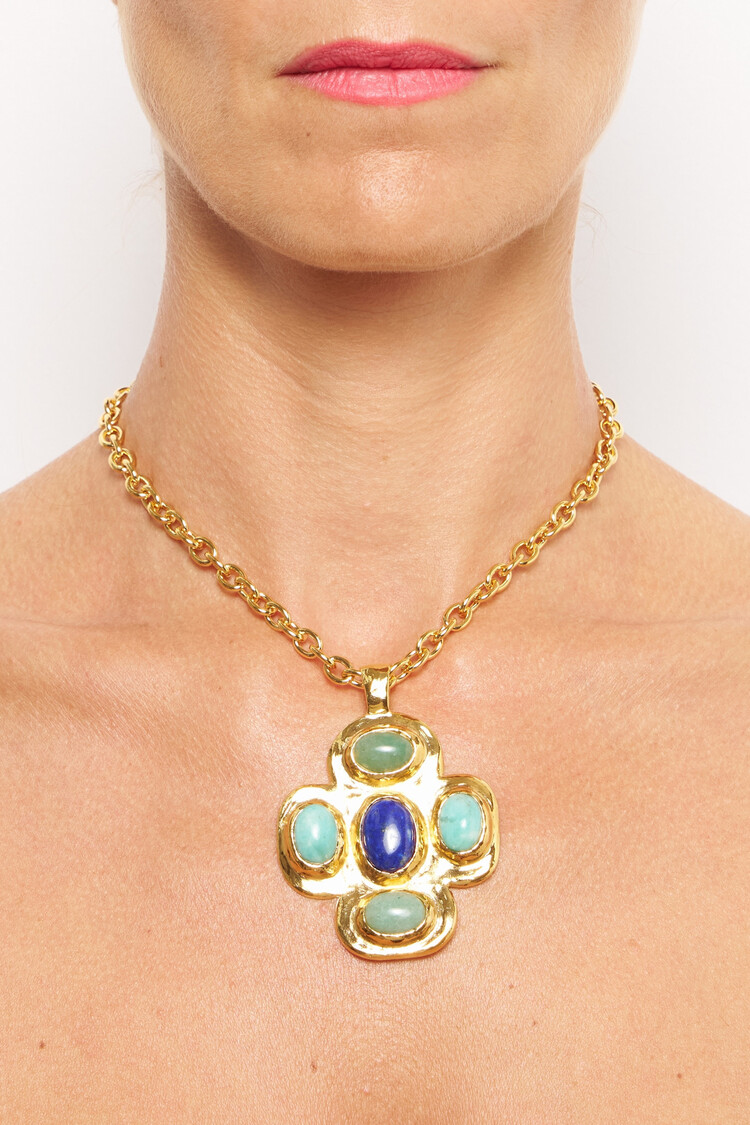 Camille Gem Cross Necklace