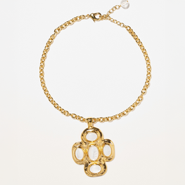Camille Pearl Cross Necklace