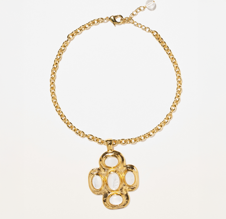 Camille Pearl Cross Necklace