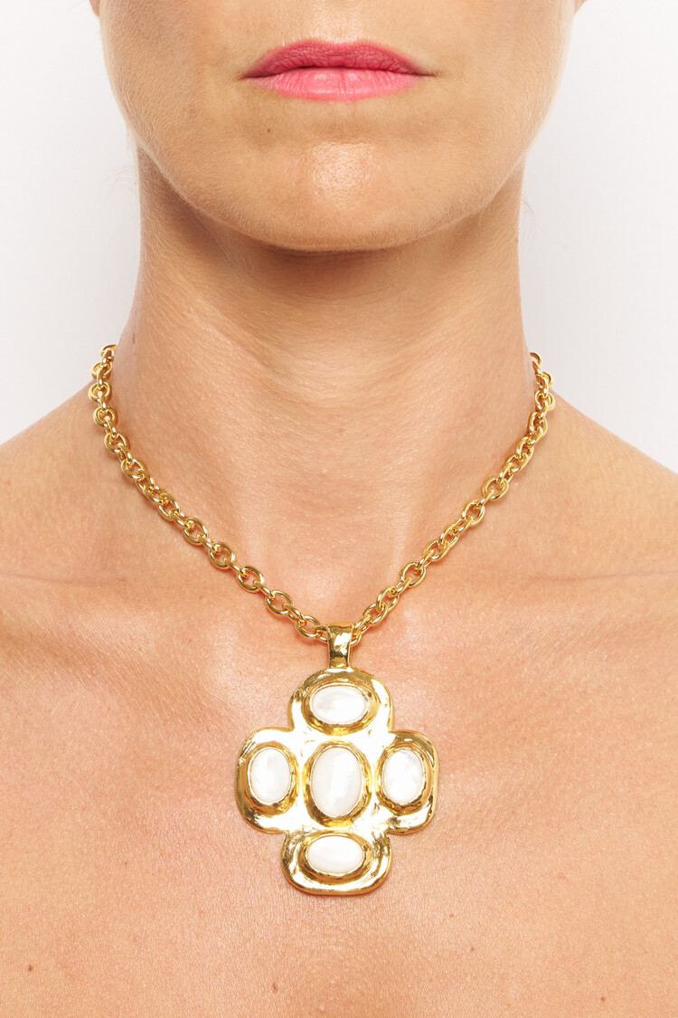 Camille Pearl Cross Necklace