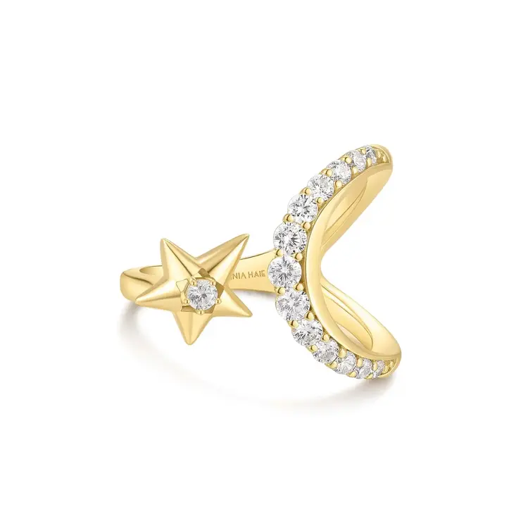 Ania Haie Sparkling Moon and Star Adjustable Ring