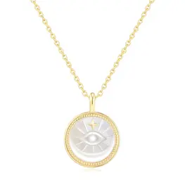 Evil Eye Mother-of-Pearl Medallion Necklace