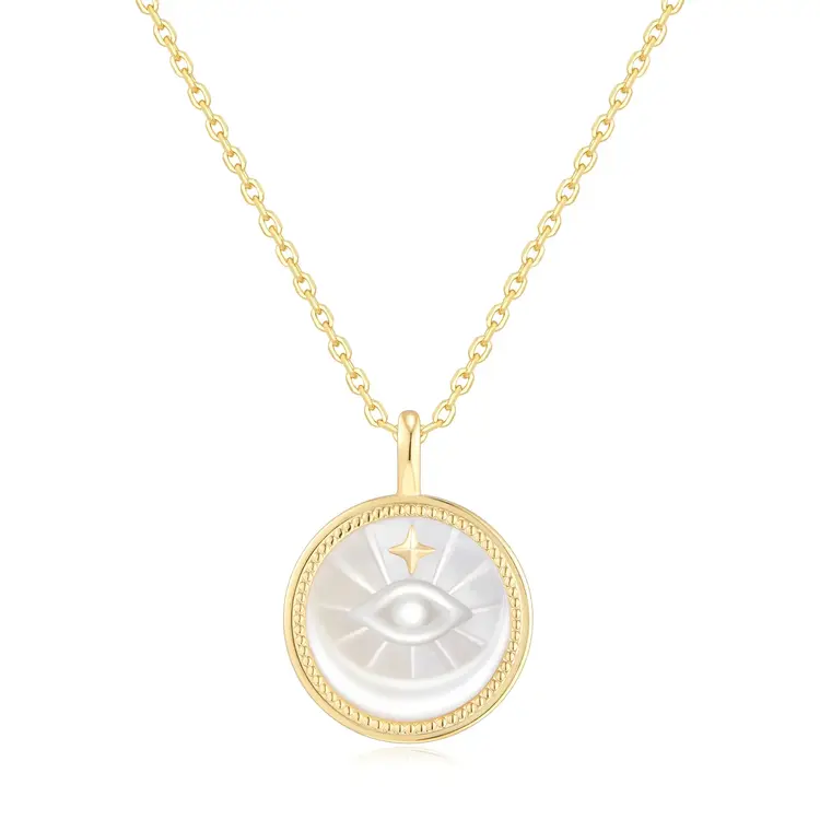Ania Haie Evil Eye Mother-of-Pearl Medallion Necklace