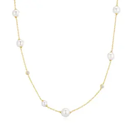 Ania Haie Asymmetric Shell Pearl Station Necklace