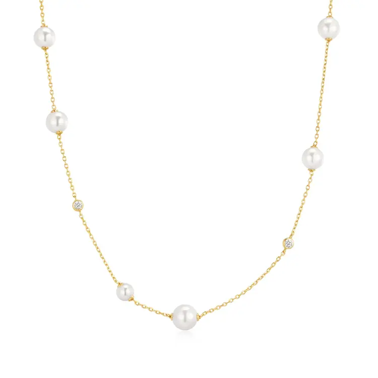 Ania Haie Asymmetric Shell Pearl Station Necklace