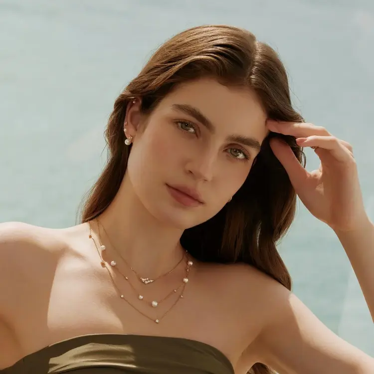 Ania Haie Asymmetric Shell Pearl Station Necklace