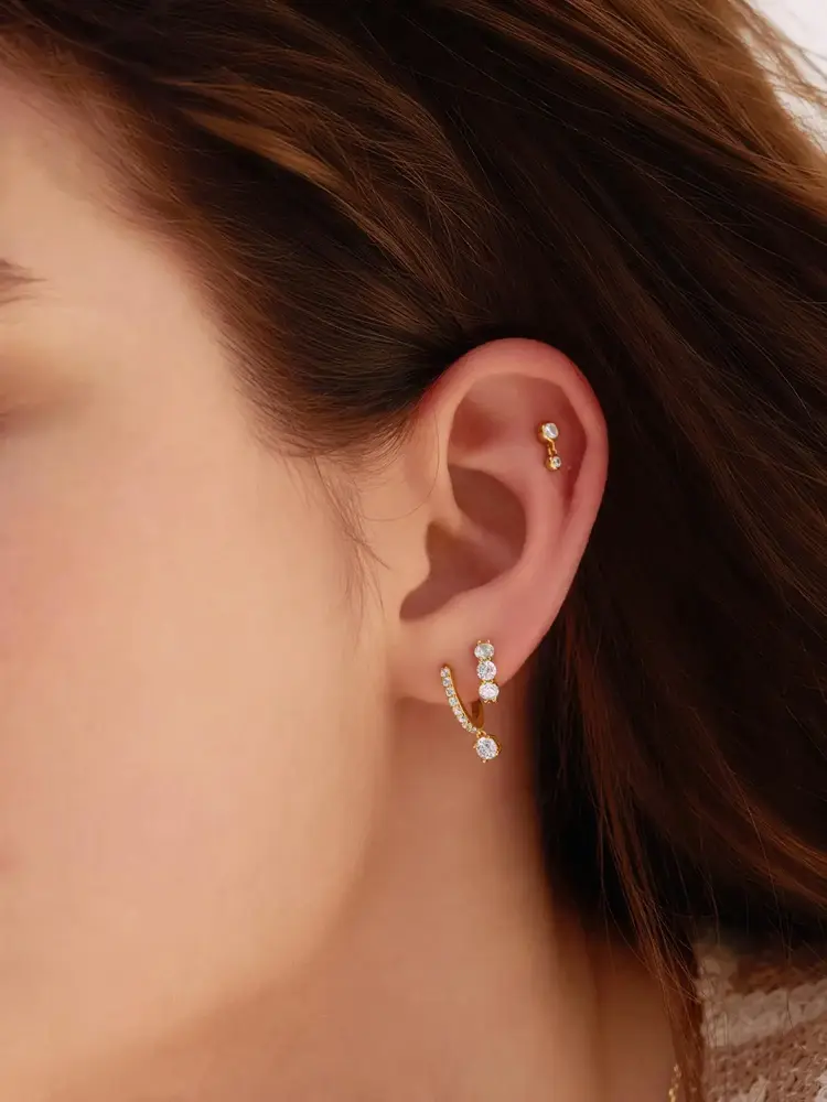 Ania Haie Trio Sparkle Huggie Hoop Earrings
