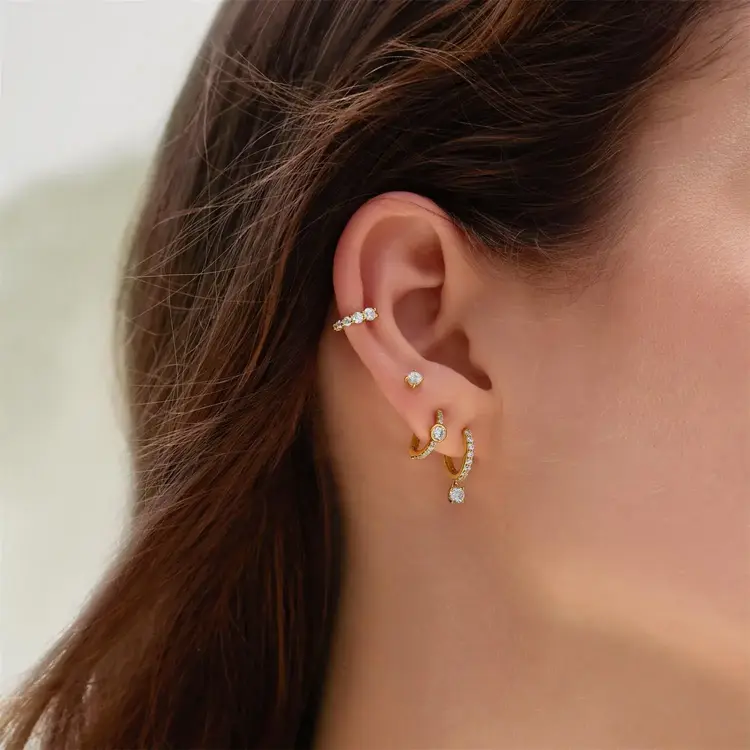 Ania Haie Pavé Row & Bezel-Set Huggie Hoop Earrings