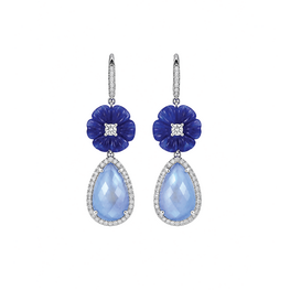 Blue Floral Drop Earrings