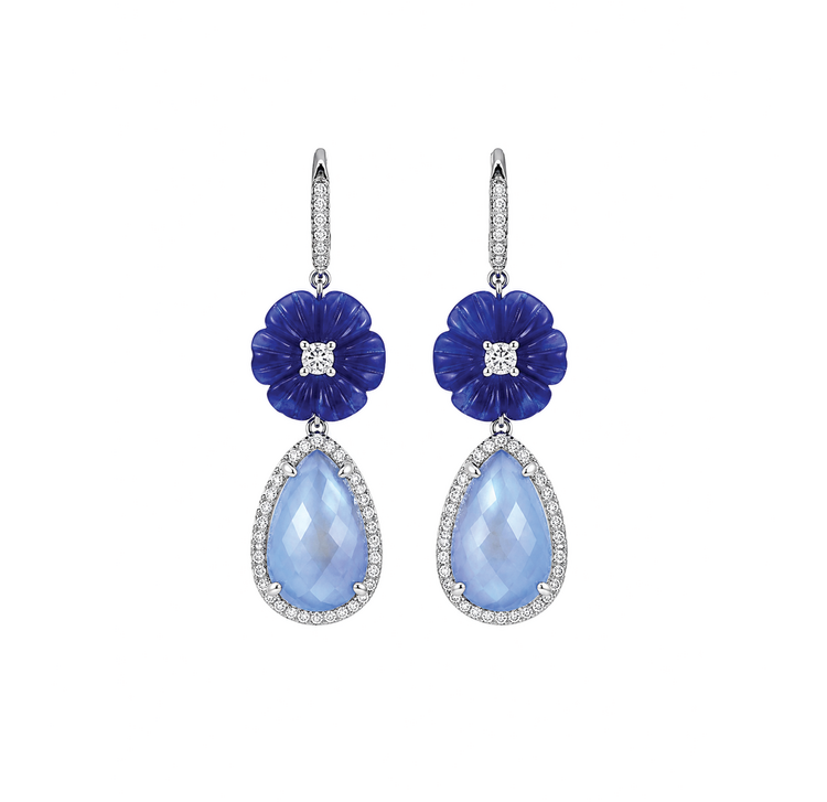 Blue Floral Drop Earrings