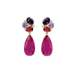 Pink Multi-Stone Drop Earrings