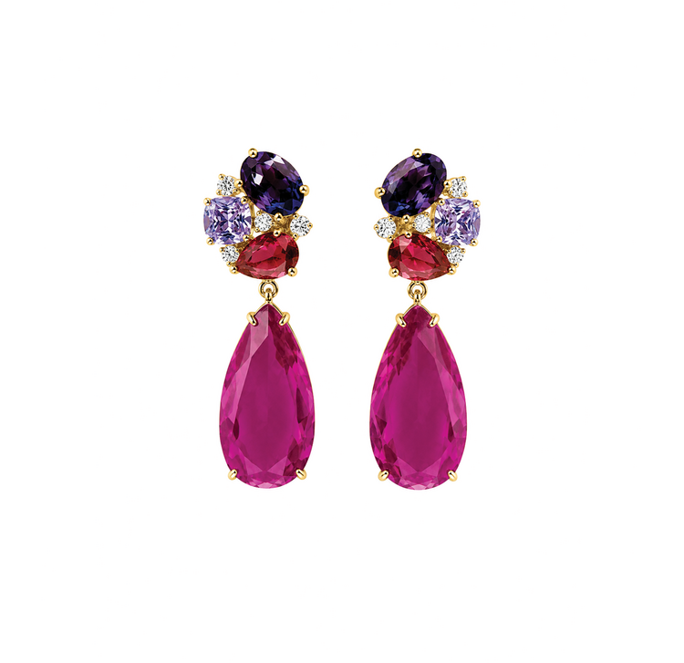 Pink Multi-Stone Drop Earrings