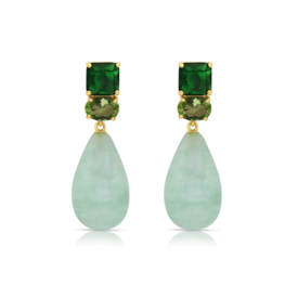 Green Multi-Stone Teardrop Earrings