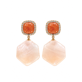 Peach Geometric Drop Earrings