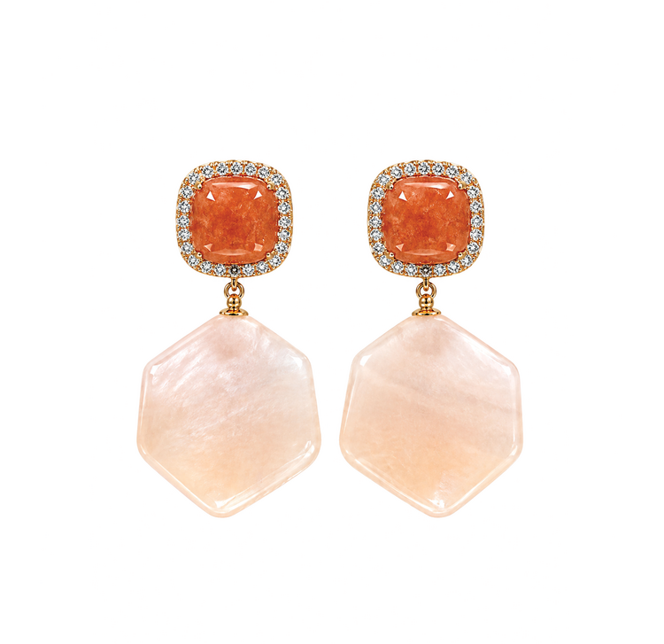 Peach Geometric Drop Earrings