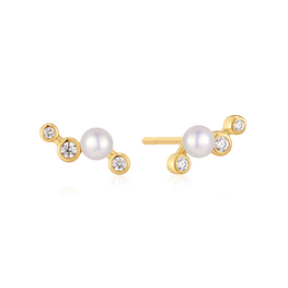 Ania Haie Zig-Zag Shell Pearl Stud Earrings