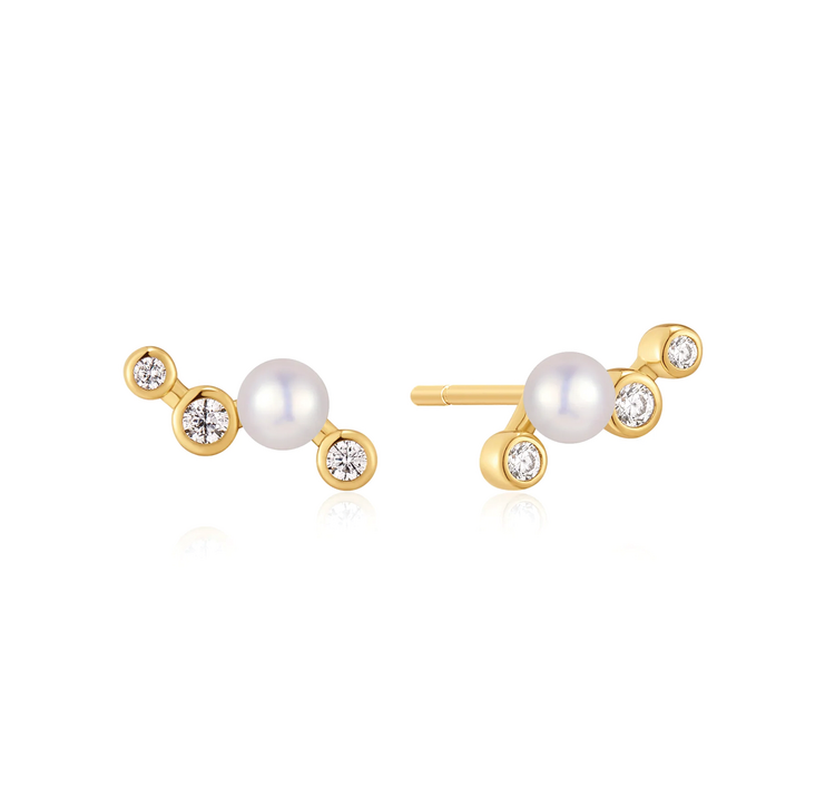 Ania Haie Zig-Zag Shell Pearl Stud Earrings