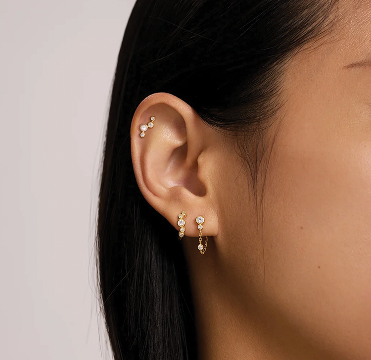Ania Haie Zig-Zag Shell Pearl Stud Earrings