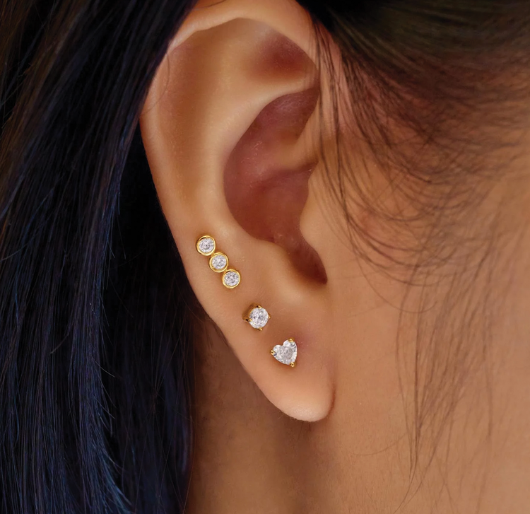 Ania Haie Single Triple Stone Bezel Earring