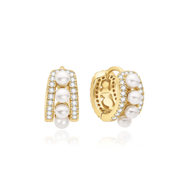 Ania Haie Pearl Row Huggie Hoop Earrings