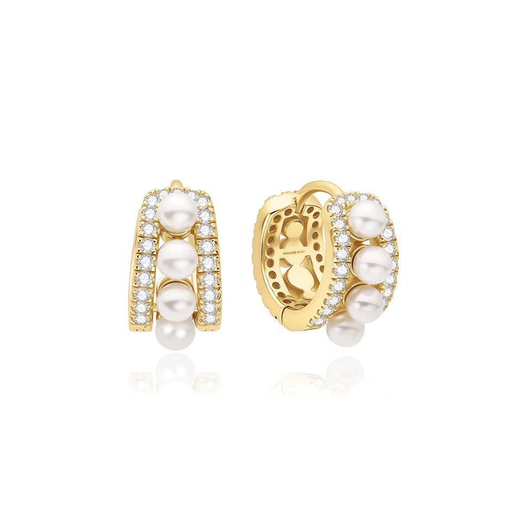 Ania Haie Pearl Row Huggie Hoop Earrings