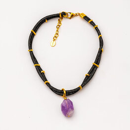 Vega Amethyst Necklace – Black Cord