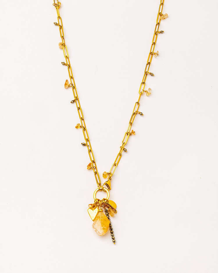 Mosaico Citrine & Pyrite Necklace