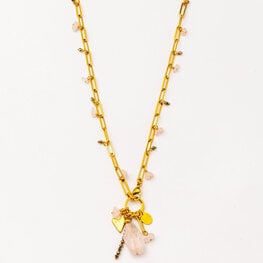 Mosaico Rose Quartz & Pyrite Necklace