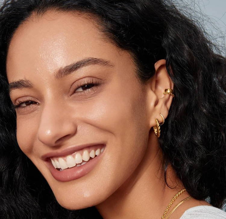Twisted Rope Huggie Hoop Earrings