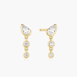 Teardrop & Bezel Dangle Stud Earrings