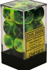 Chessex 16MM D6 Dice Set CHX26654 Gemini Green Yellow/Silver